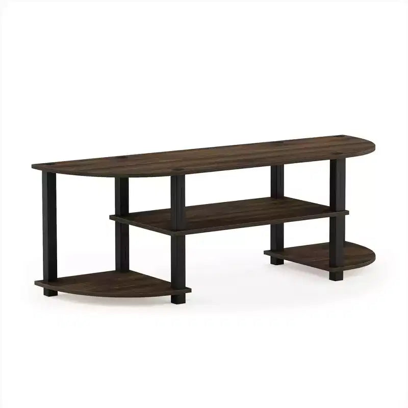 Meuble TV large Furinno, centre de divertissement pour téléviseurs jusqu'à 55 pouces avec étagères ouvertes, noyer Columbia/noir