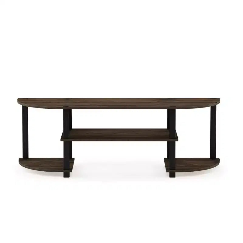 Meuble TV large Furinno, centre de divertissement pour téléviseurs jusqu'à 55 pouces avec étagères ouvertes, noyer Columbia/noir