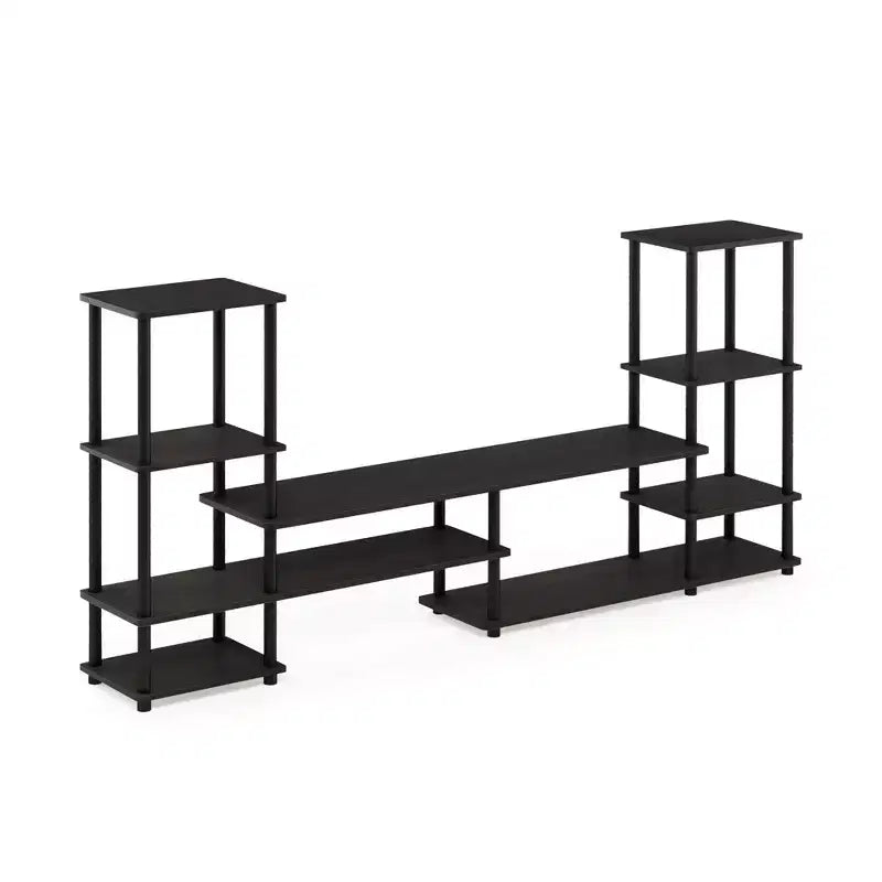 Meuble TV multifonctionnel Furinno pour téléviseurs jusqu'à 48 pouces, meuble console, centre de divertissement, étagères ouvertes, Espresso/Noir