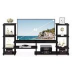 Meuble TV multifonctionnel Furinno pour téléviseurs jusqu'à 48 pouces, meuble console, centre de divertissement, étagères ouvertes, Espresso/Noir