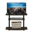 Meuble TV 3 niveaux Furinno pour téléviseurs jusqu'à 32 pouces, console multimédia sans outils, marron foncé/noir