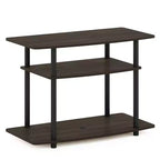 Meuble TV 3 niveaux Furinno pour téléviseurs jusqu'à 32 pouces, console multimédia sans outils, marron foncé/noir