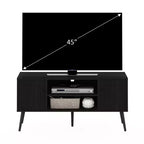 Meuble TV Furinno Mid-Century, console multimédia avec 2 armoires et étagères de rangement ouvertes pour téléviseurs jusqu'à 50 pouces, Espresso