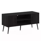 Meuble TV Furinno Mid-Century, console multimédia avec 2 armoires et étagères de rangement ouvertes pour téléviseurs jusqu'à 50 pouces, Espresso