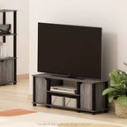 Furinno TV Stand Entertainment Media Center w/2 Storage Cabinets & Open Shelves for TV Size up to 45 Inch,French Oak/Black