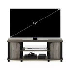 Meuble TV Furinno Centre Multimédia avec 2 placards de rangement et étagères ouvertes pour TV jusqu'à 45 pouces, chêne français/noir