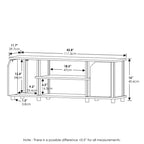 Meuble TV Furinno Centre Multimédia avec 2 placards de rangement et étagères ouvertes pour TV jusqu'à 45 pouces, chêne français/noir