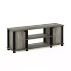 Meuble TV Furinno Centre Multimédia avec 2 placards de rangement et étagères ouvertes pour TV jusqu'à 45 pouces, chêne français/noir