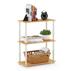 Furinno Étagère décorative à 3 niveaux, étagère ouverte multifonctionnelle, bibliothèque autoportante avec tube classique, hêtre/blanc