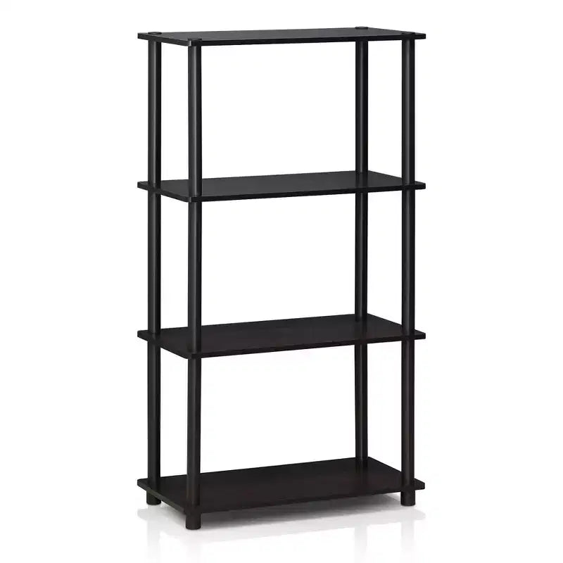 Furinno Étagère décorative 4 niveaux en échelle, étagère ouverte polyvalente, présentoir, étagères de rangement pour salle de bain, cuisine, entrée, noyer foncé