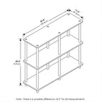 Furinno Étagère Ouverte à 3 Niveaux Double Taille, Meuble de Rangement au Sol, Présentoir, Cerisier Clair/Noir