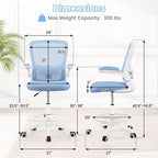 Costway Chaise de bureau réglable pivotante avec accoudoirs relevables et support lombaire réglable Noir et blanc/Noir
