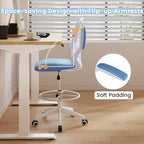 Costway Chaise de bureau réglable pivotante avec accoudoirs relevables et support lombaire réglable Noir et blanc/Noir