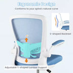 Costway Chaise de bureau réglable pivotante avec accoudoirs relevables et support lombaire réglable Noir et blanc/Noir
