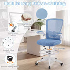 Costway Chaise de bureau réglable pivotante avec accoudoirs relevables et support lombaire réglable Noir et blanc/Noir