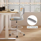 Costway Chaise de bureau réglable pivotante avec accoudoirs relevables et support lombaire réglable Noir et blanc/Noir