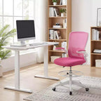 Costway Chaise de bureau réglable pivotante avec accoudoirs relevables et support lombaire réglable Noir et blanc/Noir