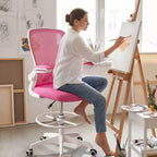 Costway Chaise de bureau réglable pivotante avec accoudoirs relevables et support lombaire réglable Noir et blanc/Noir