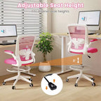 Costway Chaise de bureau réglable pivotante avec accoudoirs relevables et support lombaire réglable Noir et blanc/Noir