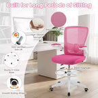 Costway Chaise de bureau réglable pivotante avec accoudoirs relevables et support lombaire réglable Noir et blanc/Noir