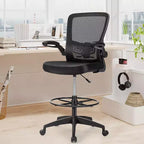 Costway Chaise de bureau réglable pivotante avec accoudoirs relevables et support lombaire réglable Noir et blanc/Noir