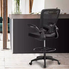 Costway Chaise de bureau réglable pivotante avec accoudoirs relevables et support lombaire réglable Noir et blanc/Noir