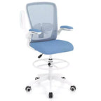 Costway Chaise de bureau réglable pivotante avec accoudoirs relevables et support lombaire réglable Noir et blanc/Noir
