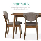 Ensemble de salle à manger moderne compact 5 pièces en bois de style milieu du siècle Best Choice Products avec 4 chaises, siège et dossier rembourrés