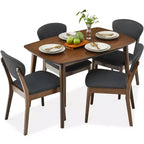 Ensemble de salle à manger moderne compact 5 pièces en bois de style milieu du siècle Best Choice Products avec 4 chaises, siège et dossier rembourrés