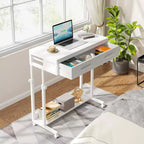 Bureau portable Lantine avec tiroirs, bureau mobile pour ordinateur portable avec roulettes, petit bureau debout pour bureau à domicile
