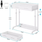 Bureau portable Lantine avec tiroirs, bureau mobile pour ordinateur portable avec roulettes, petit bureau debout pour bureau à domicile
