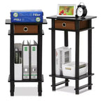 Furinno Lot de 2 tables de chevet industrielles hautes à 3 niveaux avec tiroir amovible et étagère de rangement ouverte, expresso/marron