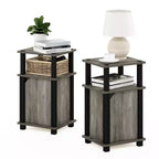 Furinno Lot de 2 tables d'appoint de canapé de style Mid-Century à 3 niveaux avec armoire de rangement et étagère ouverte, chêne français/noir