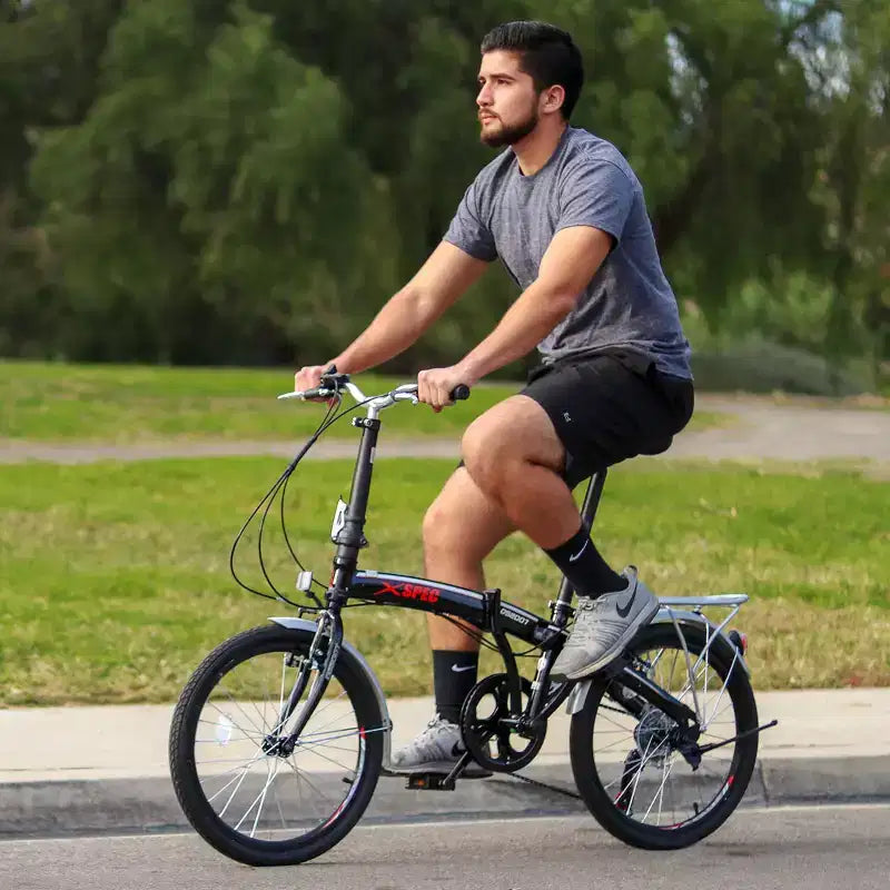Vélo de ville pliant compact Xspec 20, 7 vitesses, noir (NON électrique)