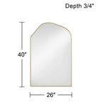 Miroir mural de courtoisie Noble Park Arch Top avec cadre en bois doré à bords biseautés de 66 cm de large pour salle de bain, chambre, salon, bureau à domicile
