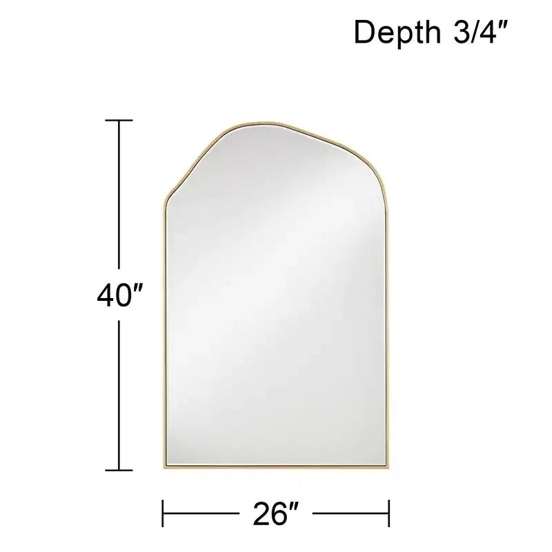 Miroir mural de courtoisie Noble Park Arch Top avec cadre en bois doré à bords biseautés de 66 cm de large pour salle de bain, chambre, salon, bureau à domicile