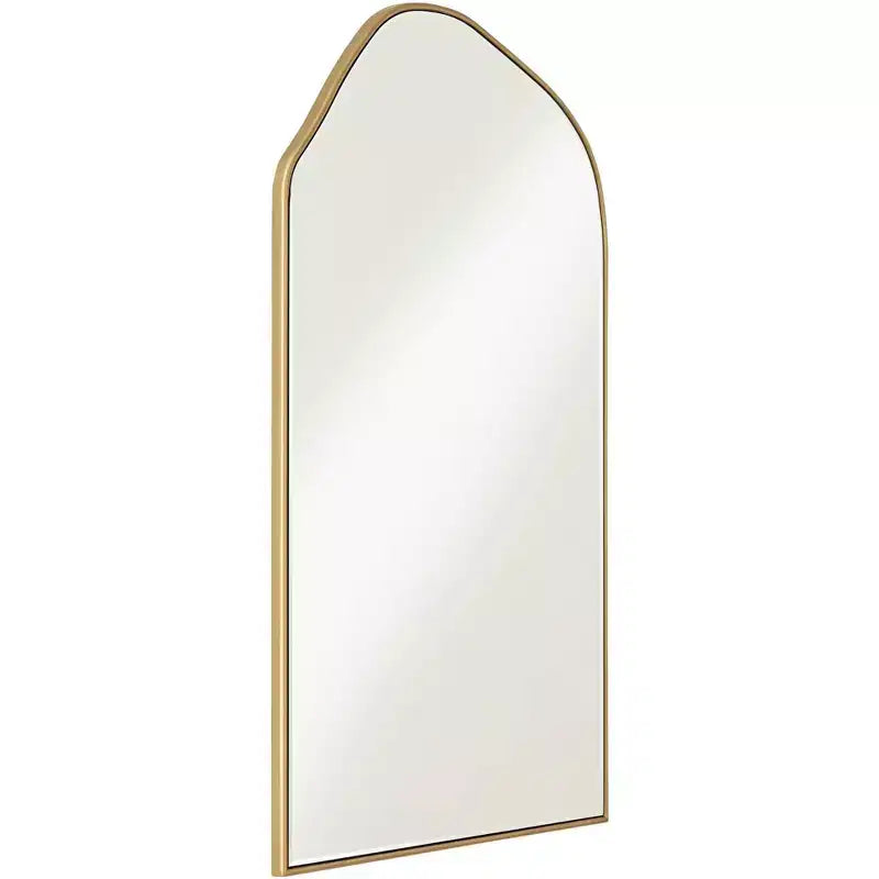 Miroir mural de courtoisie Noble Park Arch Top avec cadre en bois doré à bords biseautés de 66 cm de large pour salle de bain, chambre, salon, bureau à domicile