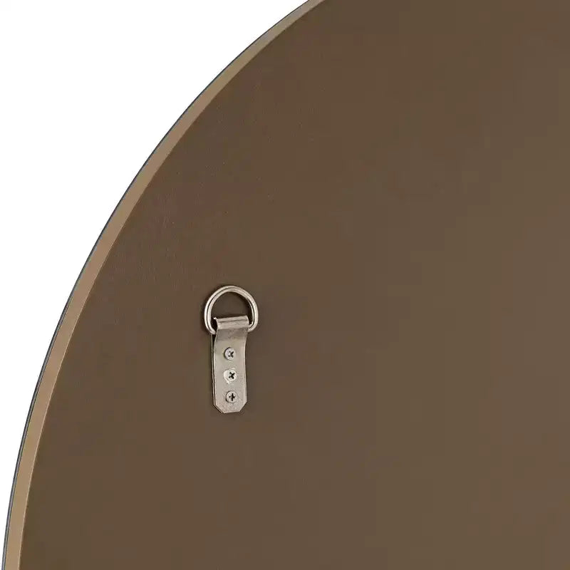 Miroir mural de courtoisie rond Possini Euro Design Loft avec étagère dorée, verre biseauté moderne, cadre en bois brun, 80 cm de large pour salle de bain