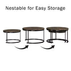 Lavish Home – Lot de 2 tables basses gigognes rondes – Tables de salon au style industriel moderne