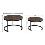 Lavish Home – Lot de 2 tables basses gigognes rondes – Tables de salon au style industriel moderne