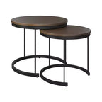 Lavish Home – Lot de 2 tables basses gigognes rondes – Tables de salon au style industriel moderne