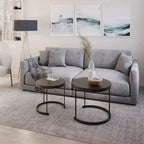 Lavish Home – Lot de 2 tables basses gigognes rondes – Tables de salon au style industriel moderne