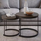 Lavish Home Set of 2 Round Nesting Coffee Table  Modern Industrial Living Room Tables