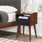 Table de chevet Mid-Century avec tiroirs, table d'appoint avec station de charge