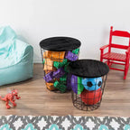 Hasting Home Lot de 2 tables gigognes avec rangement – Tables d'appoint avec plateaux en bois amovibles et structure en panier métallique