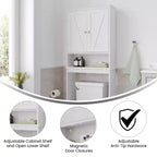 Flash Furniture Dune Meuble de rangement pour salle de bain au-dessus des toilettes avec portes à fermeture magnétique, étagère de placard réglable, étagère inférieure ouverte