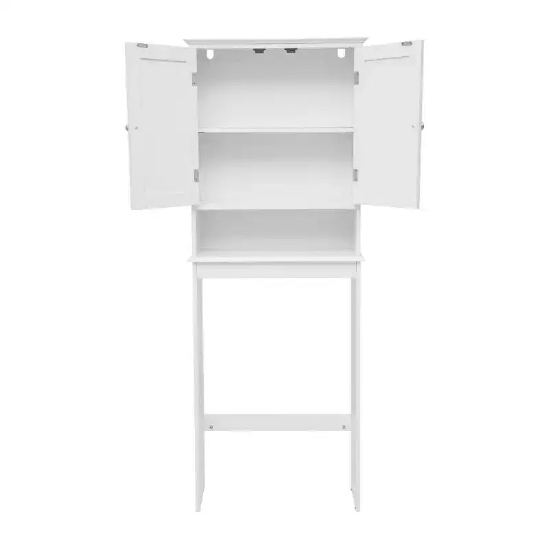 Flash Furniture Dune Meuble de rangement pour salle de bain au-dessus des toilettes avec portes à fermeture magnétique, étagère de placard réglable, étagère inférieure ouverte