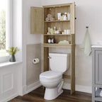 Flash Furniture Dune Meuble de rangement pour salle de bain au-dessus des toilettes avec portes à fermeture magnétique, étagère de placard réglable, étagère inférieure ouverte