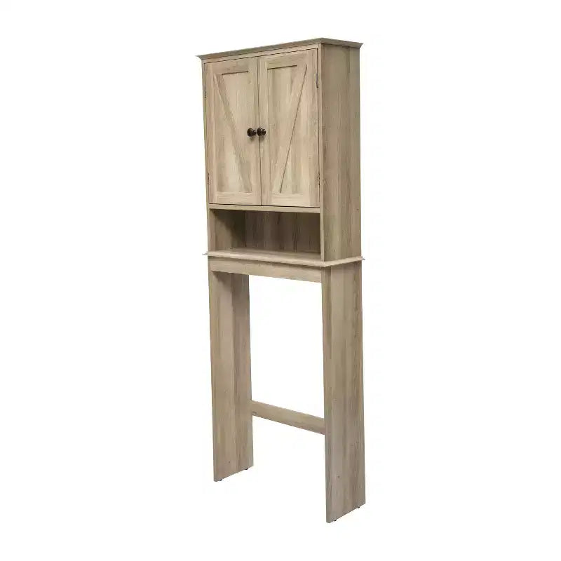 Flash Furniture Dune Farmhouse Over the Toilet Bathroom Storage Cabinet Organizer with Magnetic Closure Doors, Adjustable Cabinet Shelf, Open Lower Shelf
