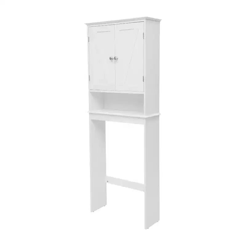 Flash Furniture Dune Meuble de rangement pour salle de bain au-dessus des toilettes avec portes à fermeture magnétique, étagère de placard réglable, étagère inférieure ouverte